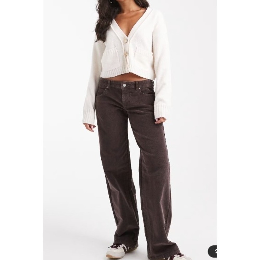 Cotton On Brown Corduroy Low Rise Straight Jeans Women's 4 Cord Pants